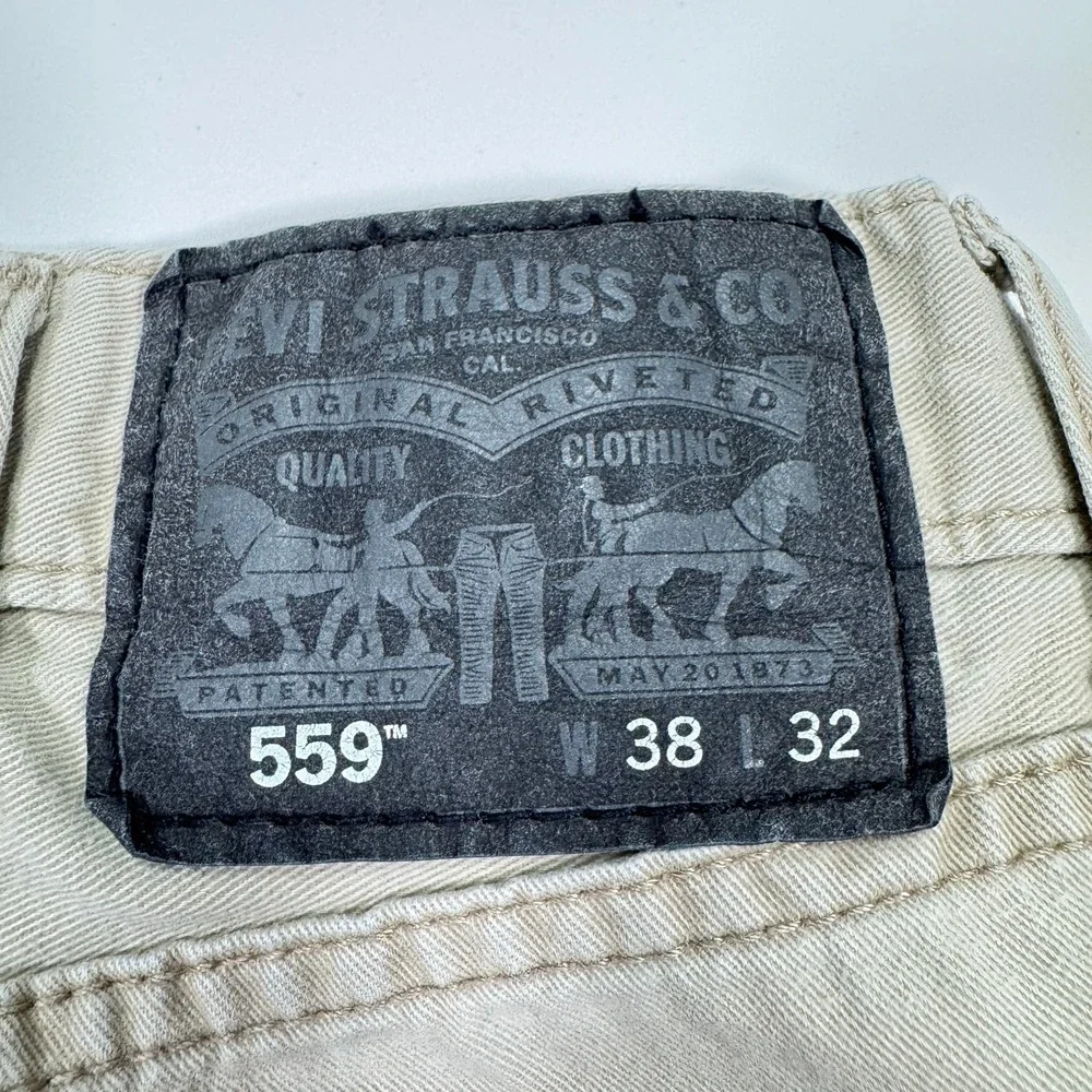 Levi's 559 Jeans Mens Tag 38x32 Fit 35x29 Tan Khaki Chino Relaxed Straight Pants